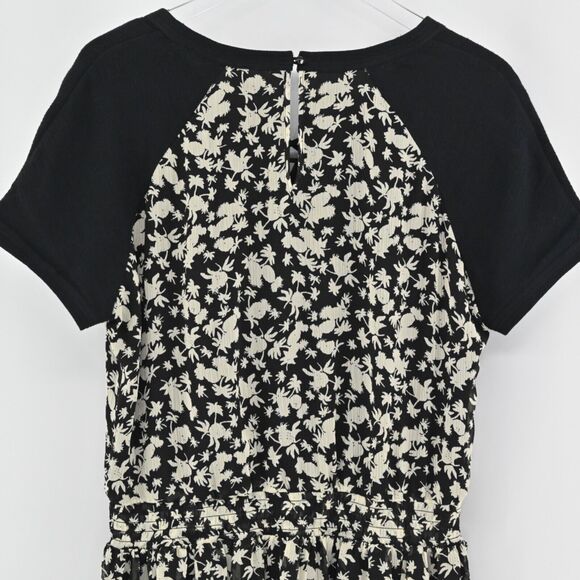 MAISON SCOTCH Dress Womens Size 4 Floral Mini Black Tropical Print Smocked NEW - Picture 6 of 14